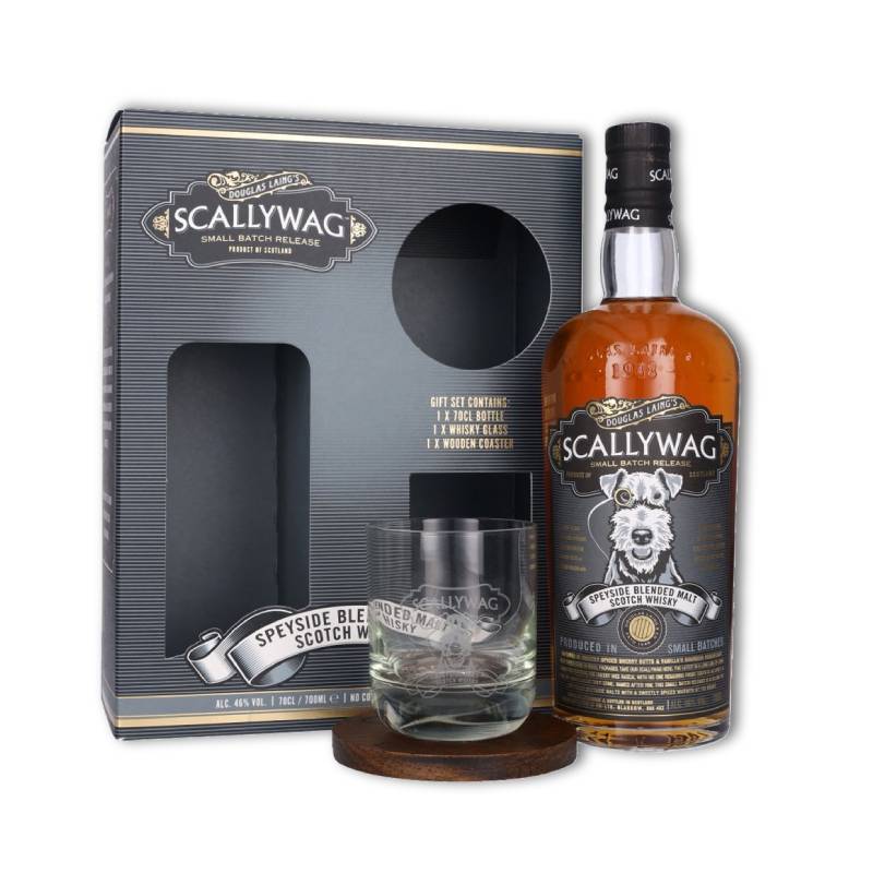 SCALLYWAG Speyside Malt Whisky Giftpack glas+coaster 0,70ltr