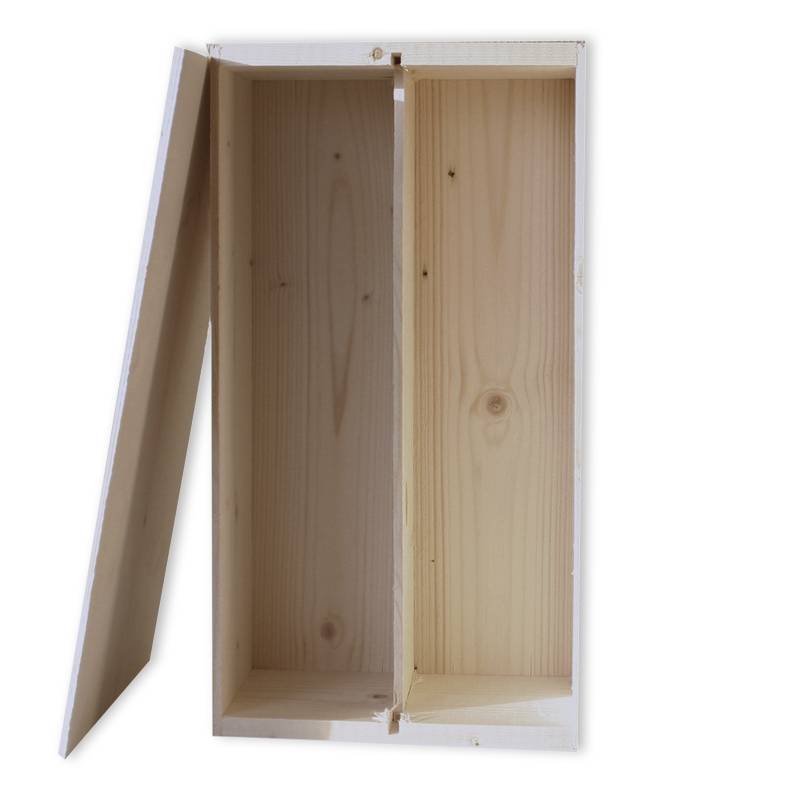 HOUTEN WIJNKISTJE 2 VAKS (losse deksel)