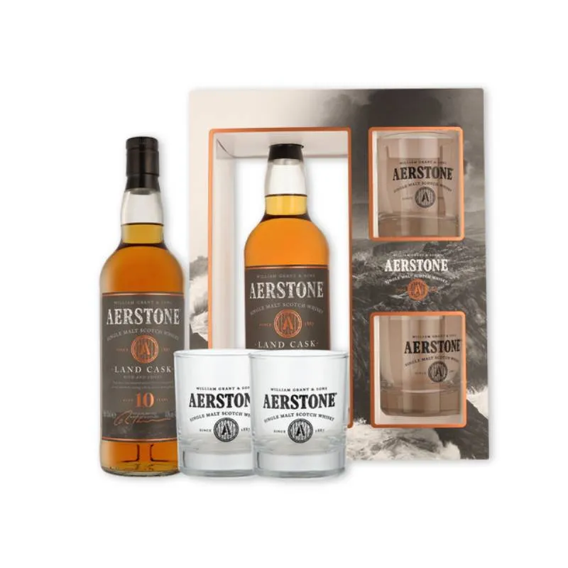 AERSTONE 10YO Land Cask GVP + 2 glazen 0,70 ltr.