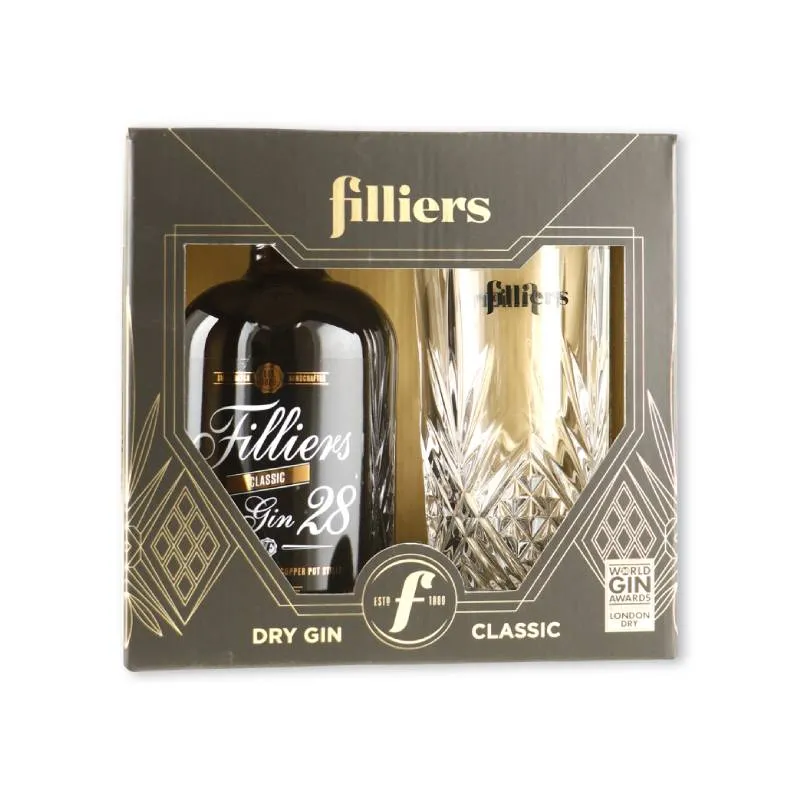 Filliers dry gin 28 GV 0,50 ltr + longdrink glas